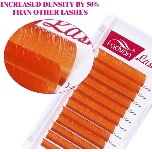 Volume Eyelash Extension 0.07 D Curl 8-14mm Mixed Tray Orange Color Volume - Picture 2 of 8